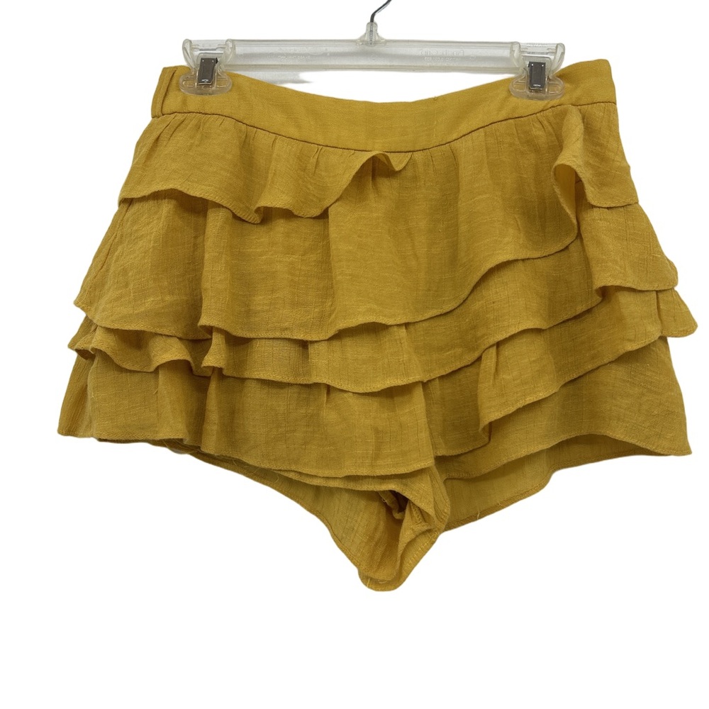 DO+BE High Waist Mustard Ruffle Shorts